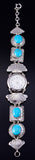 Vintage Silver & Turquoise Navajo Link Watch Bracelet w/ Watch - Ray Begay 5K22T