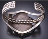 Vintage Silver & Ajax Turquoise Navajo Handmade Feather Bracelet 6D28N