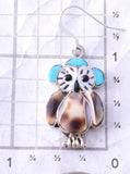 Silver & Turquoise Multistone Zuni Inlay Owl Earrings by Regina Kallestewa 3H02H