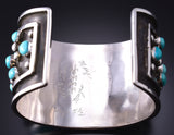 Vintage Silver & Turquoise Zuni Inlay Bracelet Cuff by Jobeth Mayes 6H31L