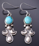 Silver & Turquoise Navajo Handmade Earrings by Sharon McCarthy 6H25V
