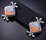 Silver & Spiny Oyster Shell w/ Opal Navajo Inlay Earrings James Manygoats 6D07N