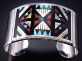 Silver & Turquoise Multistone Zuni Inlay Bracelet by Leander & Lisa Othole 6D07E