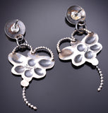Silver Navajo Handstamped Butterfly Dangle Earrings by Gabrielle Yazzie 6D27N