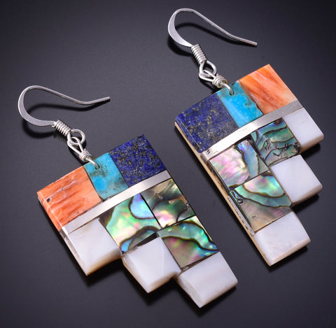 Kewa Santo Domingo Handmade Turquoise Multistone Earrings by Ray Rosetta 5A30X