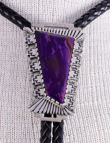Vintage Purple Sugilite Bolo Tie by Navajo Toney Mitchell - 5L11C