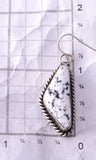 Silver & White Buffalo Turquoise Navajo Dangle Earrings 4C31Y