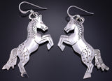 Silver Navajo Handmade Free Horses Earrings by Louise Yazzie 5G18H