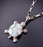Silver & Opal Zuni Inlay Turtle Pendant by Amielda Peynetsa 3G05D