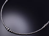 16" Silver Handstrung Graduated (3-6mm) Navajo Pearls Necklace 6H25R