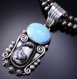 Silver & Golden Hills Turquoise White Buffalo Navajo Pendant Erick Begay 6C02P