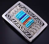 Silver & Turquoise Multistone Navajo Inlay Buckle by Richard Begay 5F04S