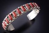 Large Size 15 Coral Stone Navajo Bracelet by Brian Jones 6K28P