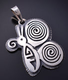 Silver Hopi Handmade Butterfly Pendant by Gerald Lomaventema 5H25V