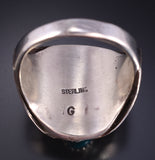 Size 11-1/4 Silver & Turquoise Coral Buffalo Navajo Men's Ring Grace Smith 5L05T