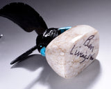 Belgium Black Marble handcarved Flying Eagle Fetish by Ben Livingston 4D02M