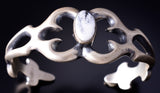 Silver & White Buffalo Turquoise Navajo Sandcast Bracelet by Francis Begay 5L20J