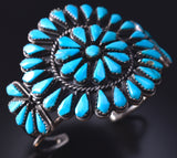 Vintage Silver & Turquoise Navajo Concho Bracelet stamped SMB 5G12H