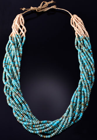 10-Strand Santo Domingo Pueblo (Kewa) Turquoise Necklace - Ella Mae Garcia 5G28B