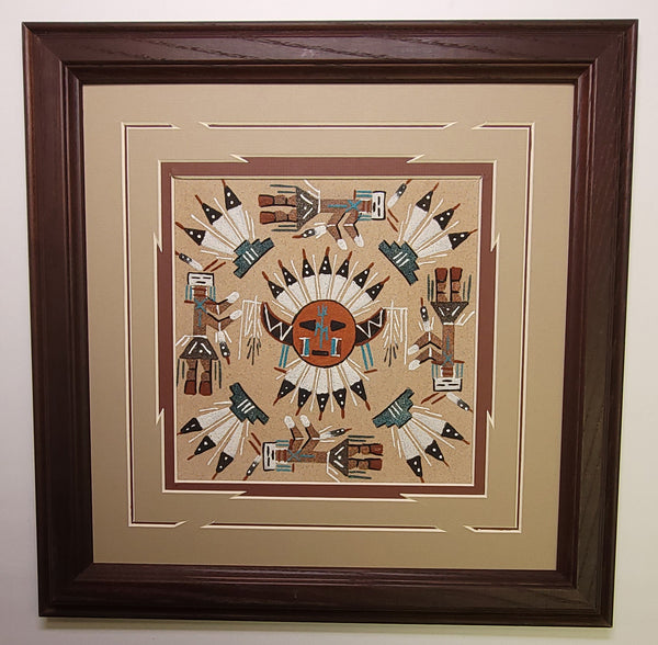 Navajo Sandpainting by Glen Nez - Sun and Yei-Bi-Chei 5J08E