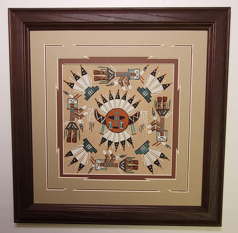 Navajo Sandpainting by Glen Nez - Sun and Yei-Bi-Chei 5J08E