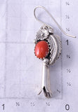 Silver & Coral Navajo Handmade Squash Blossom Necklace & Earring Set - TS 5G28P