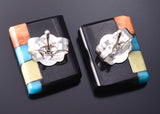 Santo Domingo Pueblo (Kewa) Jet Multistone Post Earrings by Mary Tafoya 6D22G