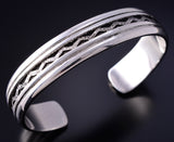 Vintage Silver Navajo Handmade Mountains Bracelet by Al Joe 5K17H