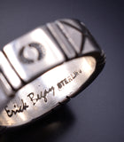 Size 10-1/4 Silver Navajo Handmade Mountains & Seasons Ring by Erick Begay 6C03F