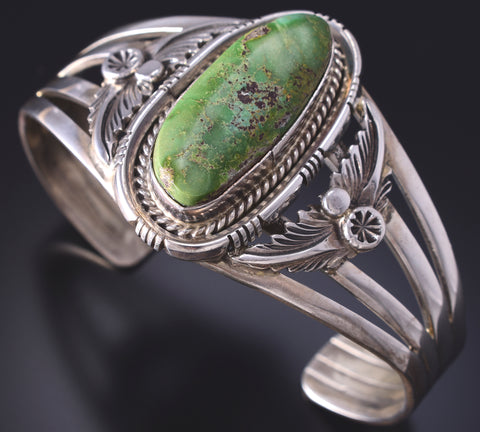 Vintage Silver & Turquoise Navajo Handmade Bracelet by Edison Etsitty 5G12G