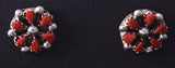 Silver & Coral Zuni Petit Point Flower Earrings by Tricia Leekity 5G22D