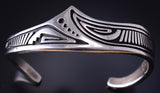 Vintage Silver Navajo Handmade Harmony Design Bracelet by Steven Begay 5G12B