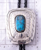 Silver & Turquoise Navajo Handmade Men's Bolo Tie by Wilber Muskett 4D15G