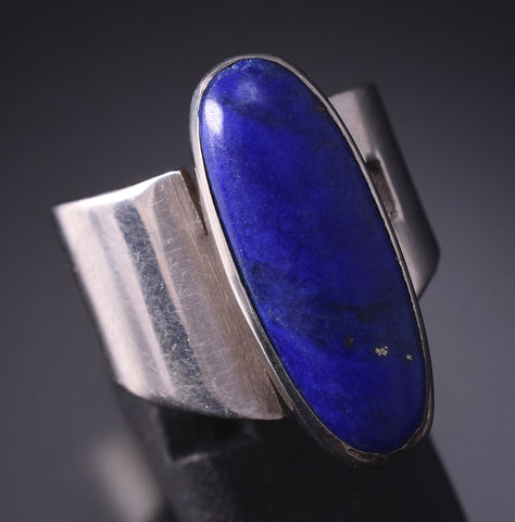 Vintage Silver & Lapis Navajo Handmade Adjustable Ring by Allison Lee 5B19L