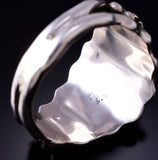 Size 14 Silver & Kingman Turquoise Eagles Men's Ring Genevieve Francisco 5L13Z