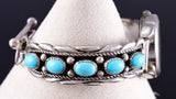 Vintage Silver & Turquoise Row Navajo Watchband w/ Watch by TG 5L17D