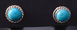 Silver & Kingman Turquoise Navajo Handmade Post Earrings by Esther White 6F17Z