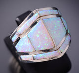 Size 6-1/2 Cigar Band Opal Navajo Inlay ring by Andrew Enrico 6K22G