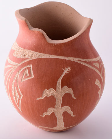 Traditional Jemez Pottery by Alfreda Fragua with Corn Design 4D01D