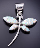 Silver & Opal Navajo Inlay Dragonfly Pendant by TSF 3L08F