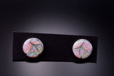 Fiery Opal stud earrings by Delorna Lehi Zuni handmade 3E18P
