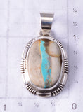 Silver & Boulder Turquoise Navajo Round Pendant by Spencer 6D28R