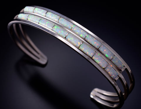 Silver & Opal Zuni Inlay Bracelet by Anson Wallace 5D18S