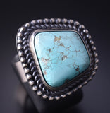 Adjustable Silver & Kingman Turquoise Navajo Ring by Antoinette Martinez 5L07D