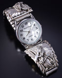Silver Navajo Handmade Eagle In Flight Men's Watchband w/ Watch by RB 5K22O
