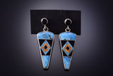 Silver & Turquoise Multistone Navajo Inlay Earrrings by Mel Benally4A29E