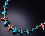 Vintage 28" Turquoise & Spiny Oyster Shell Navajo Necklace 6H06T