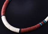 18" Santo Domingo Pueblo (Kewa) Turquoise Multistone Necklace Lupe Lovato 5G28E