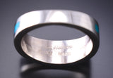 Size 13-1/2 Silver & Turquoise Multistone Navajo Inlay Mens Ring Jimmy Harrison 6F22G