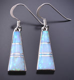 Silver & Opal Navajo Inlay Dangle Earrings by James Manygoats 6D07U